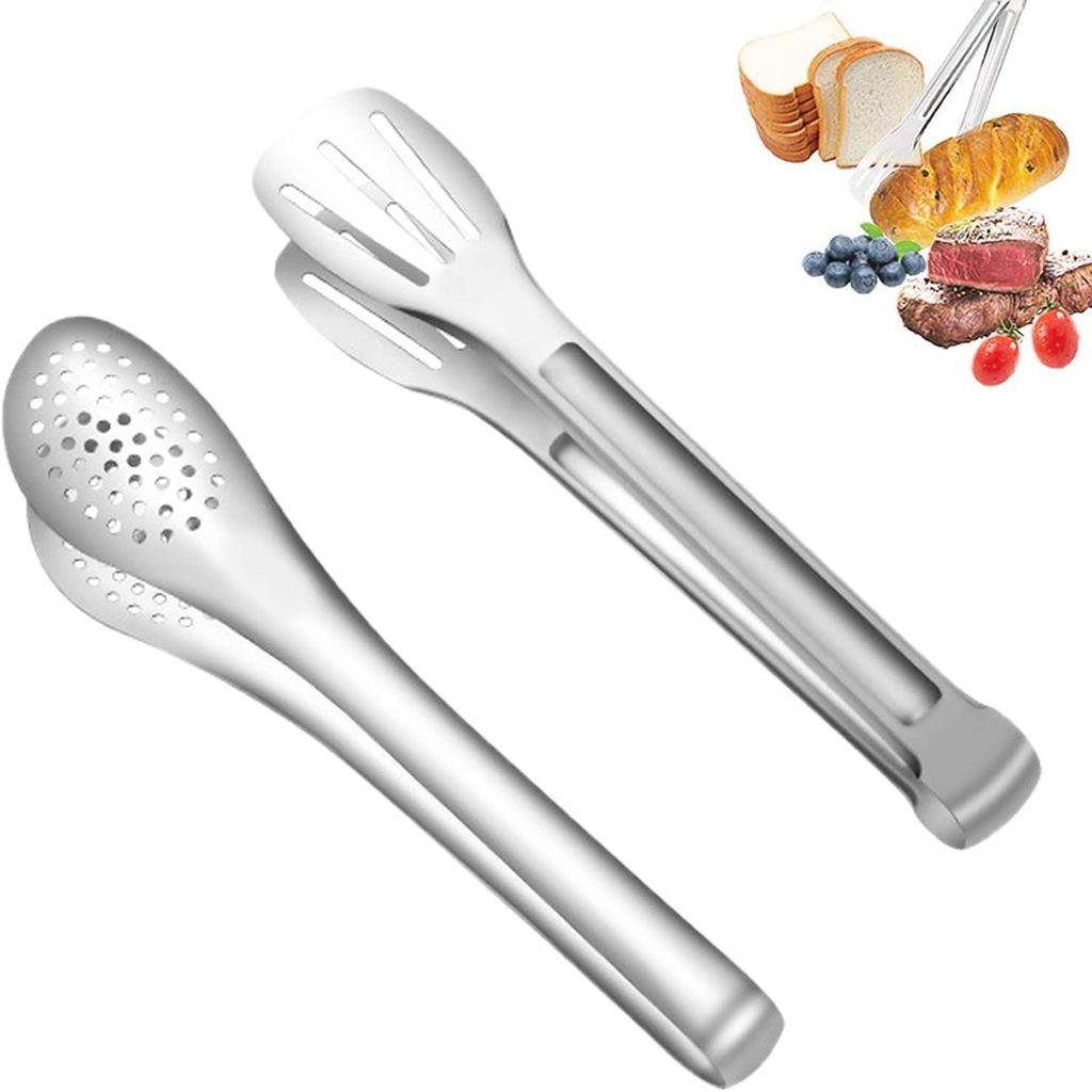 Serving Tongs, Edelstahl Kitchen Tongs Grillen Tongs Salad Tongs Sausage Tongs Grill Tongs, for Cooking, Grilling, Frying, Breading, 9" (2 Pieces)
