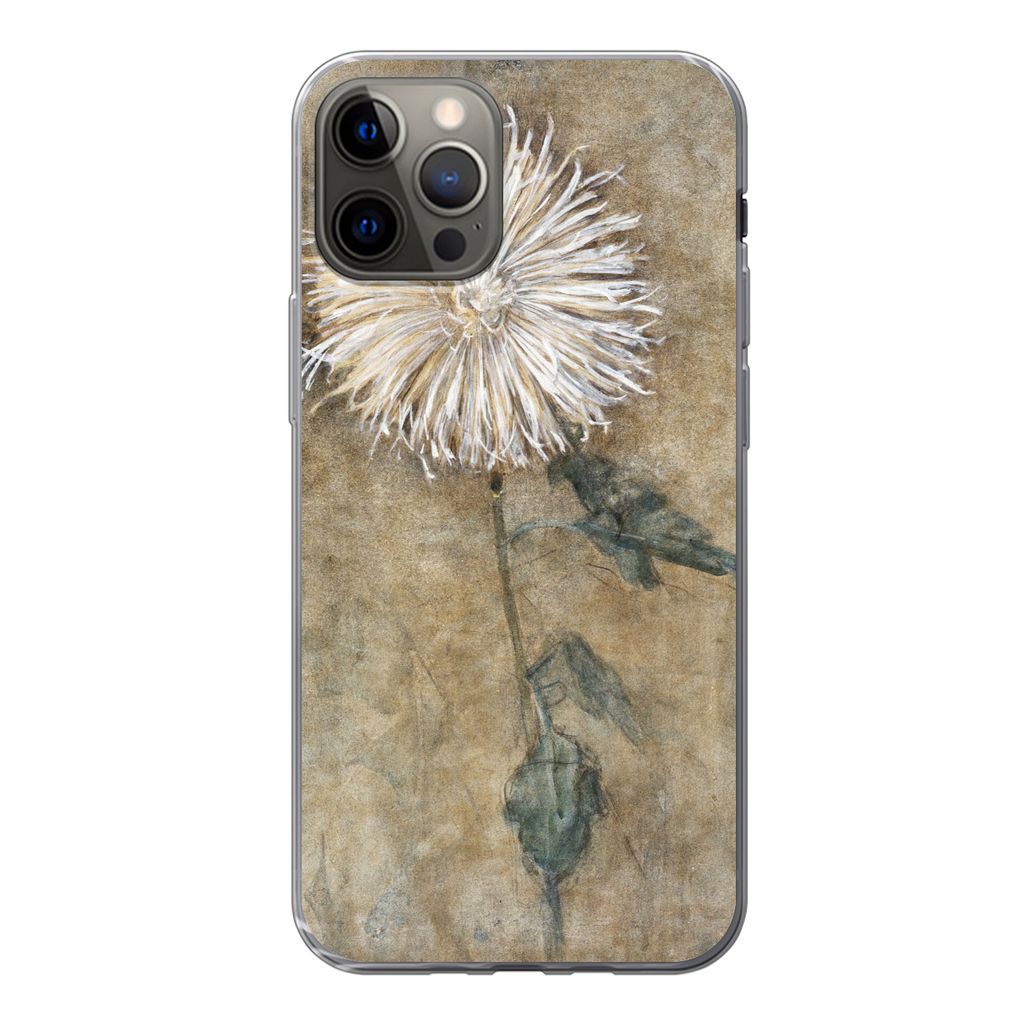 MuchoWow Handyhülle Schutzhülle Hülle für iPhone 12 Pro Chrysantheme - Piet Mondrian - Alte Meister Silikon Softcase Handy Hülle - Abdeckung