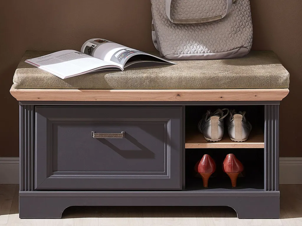 Banc gain de place Jasmin graphite fini le désordre dans l'entrée