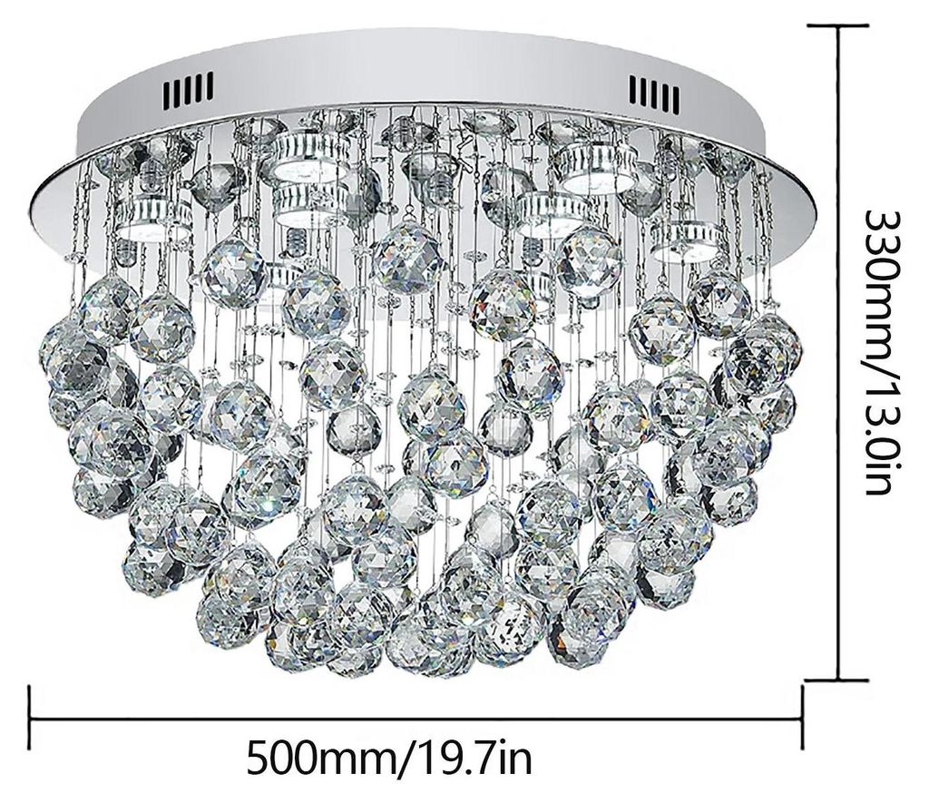 Kristalllampe - Deckenleuchte - 9x GU10 - Edelstahl & K9-Kristall - 220 V AC - Nicht dimmbar - Ohne Leuchtmittel