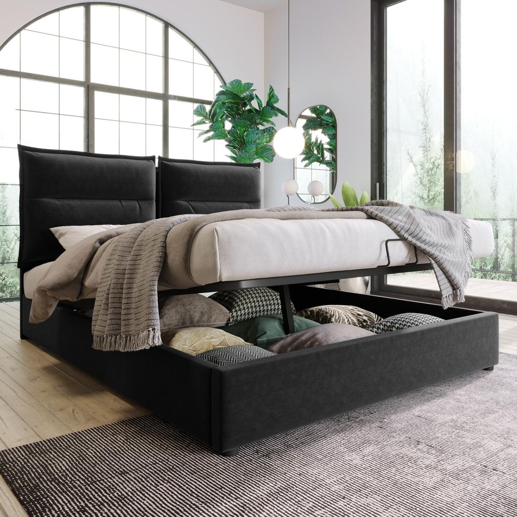 MODFU Lit Coffre 140 x 200 cm - Lit Adulte Avec Rangement, Image du produit 