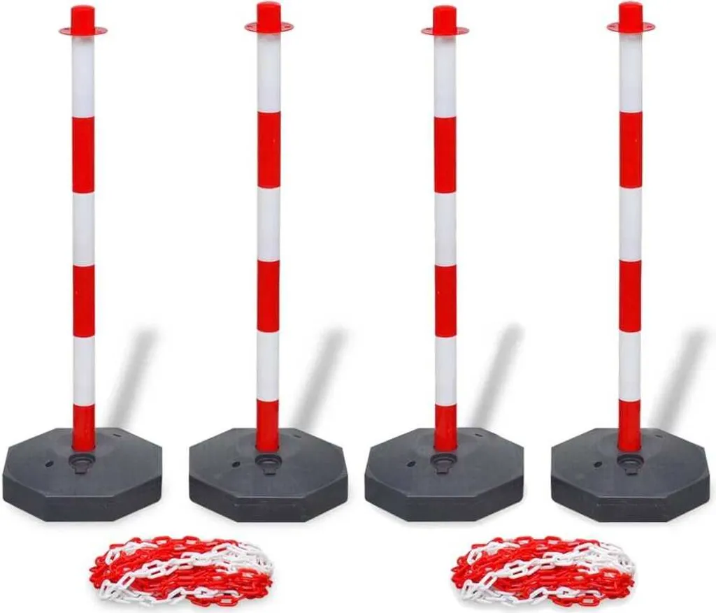 Poteaux de balisage plastique avec chaînes pour barrière de sécurité 20m
