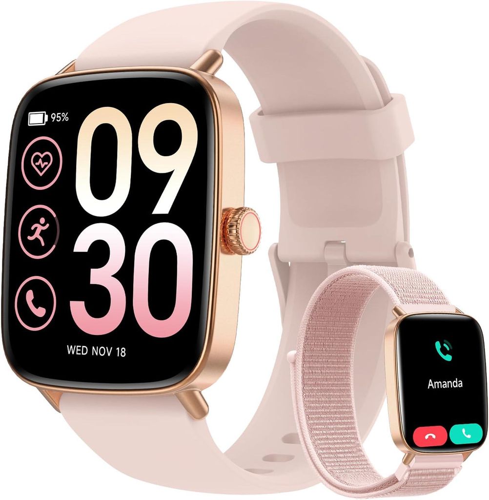 Smartwatch mit Telefonfunktion - 1.85" Fitnessuhr mit Herzfrequenz SpO2 Schlafmonitor,110+Sportmodi Schrittzähler Uhr,IP68Wasserdicht für Android...