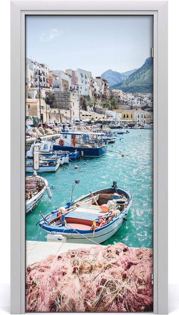 Tulup Türaufkleber 95x205 cm Dekorative Aufkleber Selbstklebend Wasserdichte Tapete Abnehmbar Schlafzimmer Wohnzimmer Wohnkultur - Klebstoff Sizilien