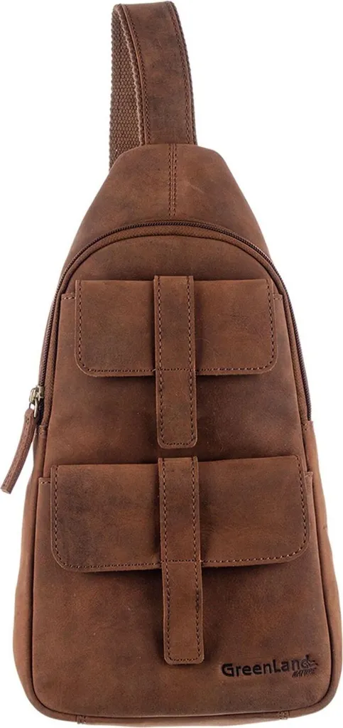 Sac en bandoulière Monte GreenLand Nature en cuir brun bodybag pratique