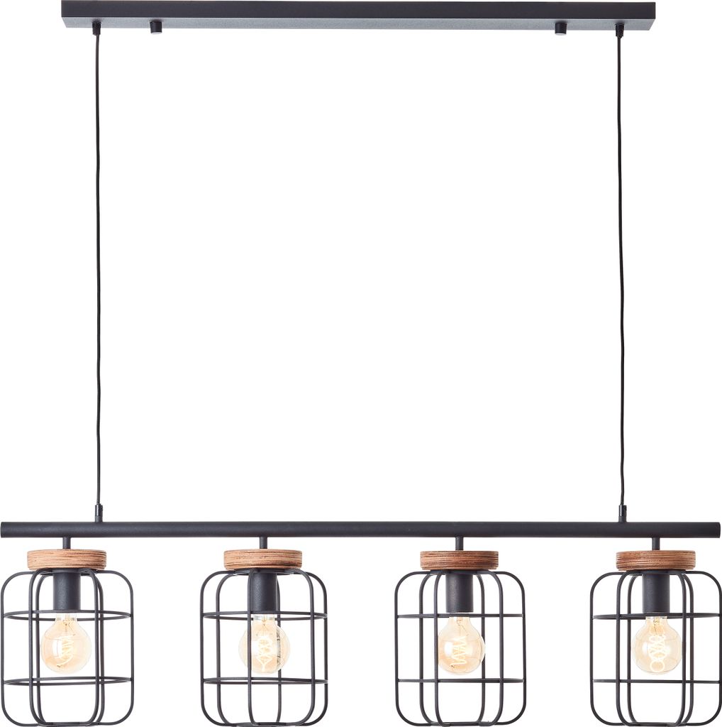 BRILLIANT Gwen Pendelleuchte 4flg schwarz stahl/holz