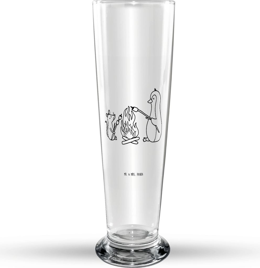 Mr. & Mrs. Panda Trinkglas Pinguin Lagerfeuer - Transparent - Geschenk, Job, Marshmallows, Bierbecher, Grillen, Glasbecher, Liebe, Bierglas, Glasbi...