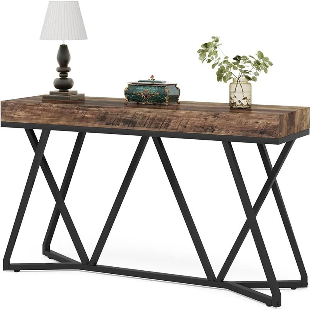 Table d'appoint HOGA-JW0772 rectangulaire 140 cm marron au style boisé