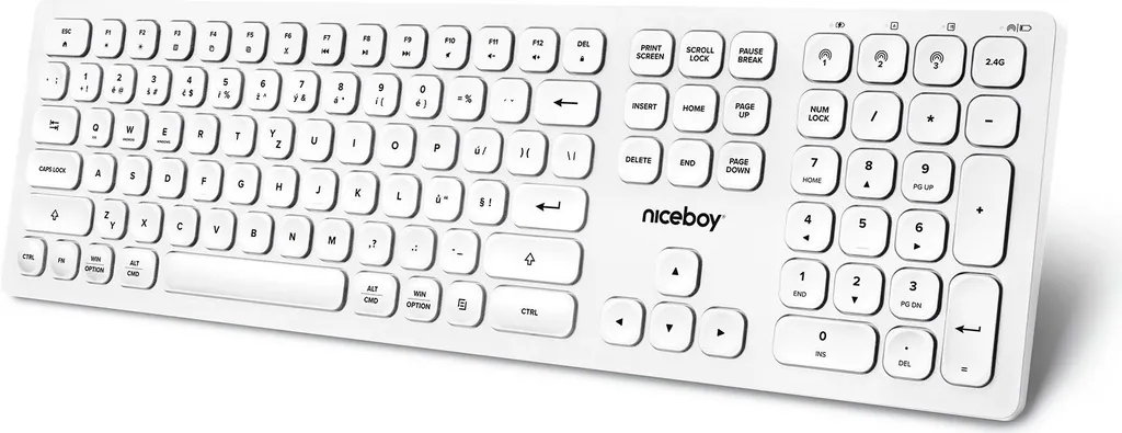 Clavier sans fil blanc Niceboy OFFICE K30 - Touches silencieuses et fines