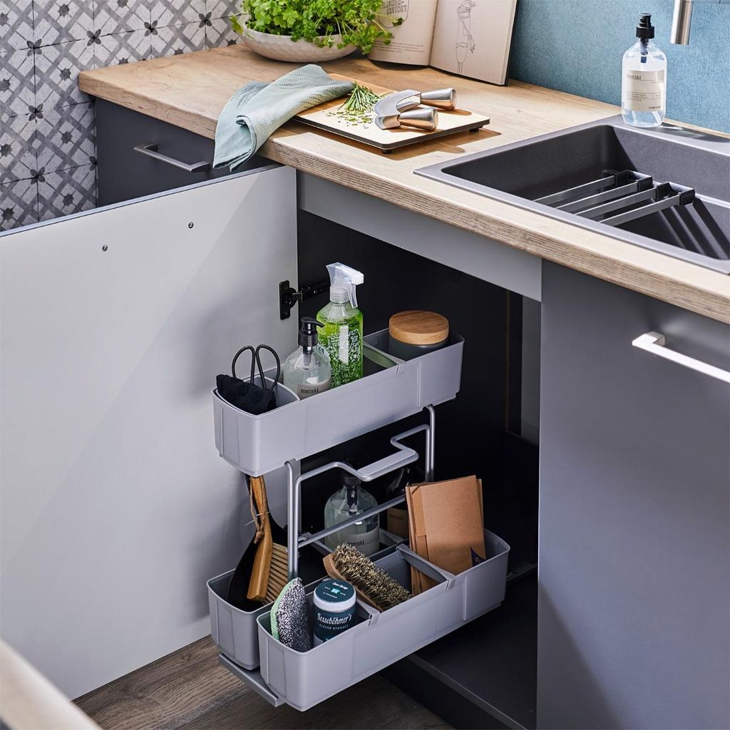 Kesseböhmer CleaningAGENT Küchenauszug (BxTxH: 298 x 480 x 480 mm) Schrankauszug Putzmittelauszug Bodenmontage