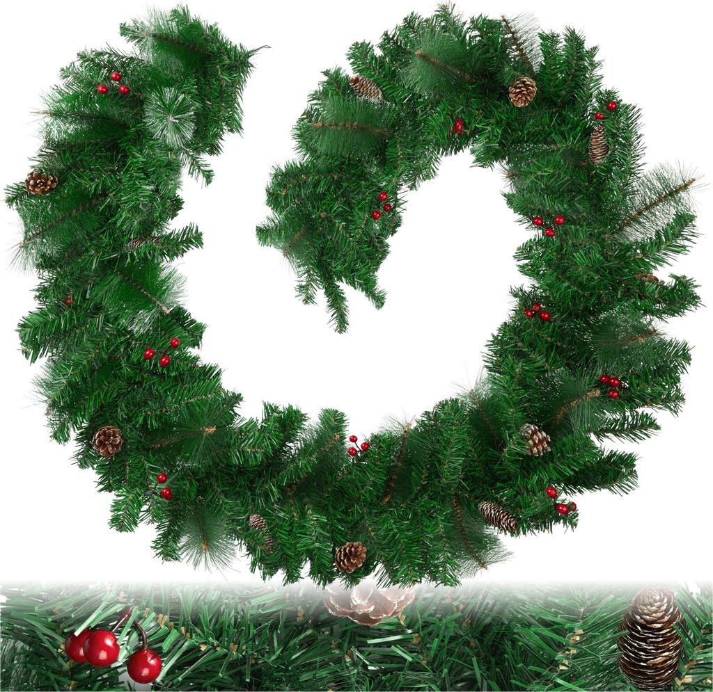 tectake® Weihnachtsgirlande naturgetreu, 270 cm mit Produktbild 