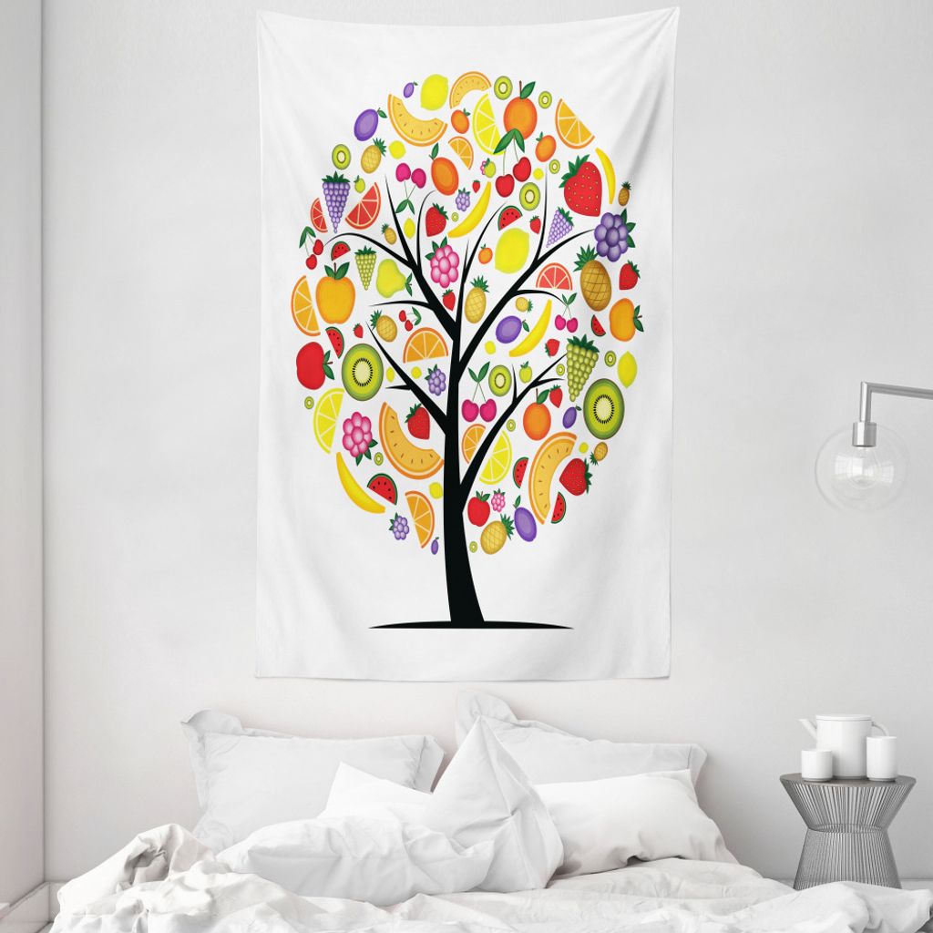 ABAKUHAUS Obst Wandteppich und Tagesdecke, Vegetarisch Baum Avocado aus Weiches Mikrofaser Stoff Waschbar ohne Verblassen Digitaldruck, 140 x 230 c...