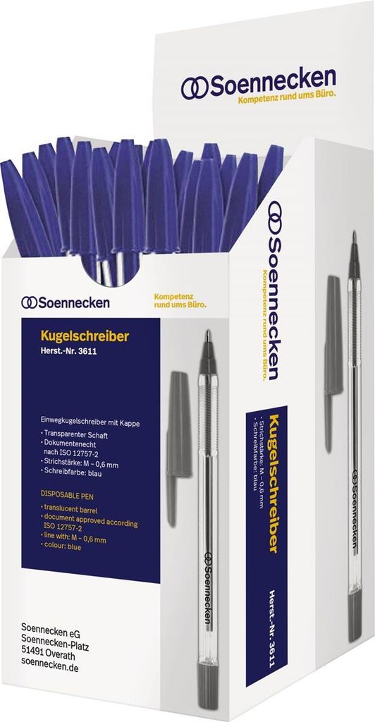 Soennecken Einwegkugelschreiber 3611 Nr.1 Kappe blau 50 Produktbild 