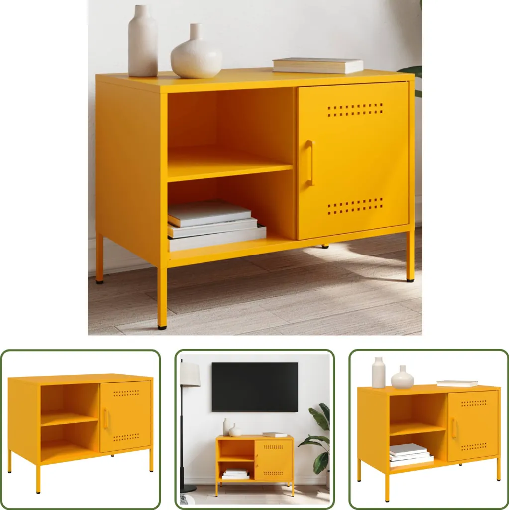 Mobiletto TV Industriale Giallo Senape | Acciaio Living Store