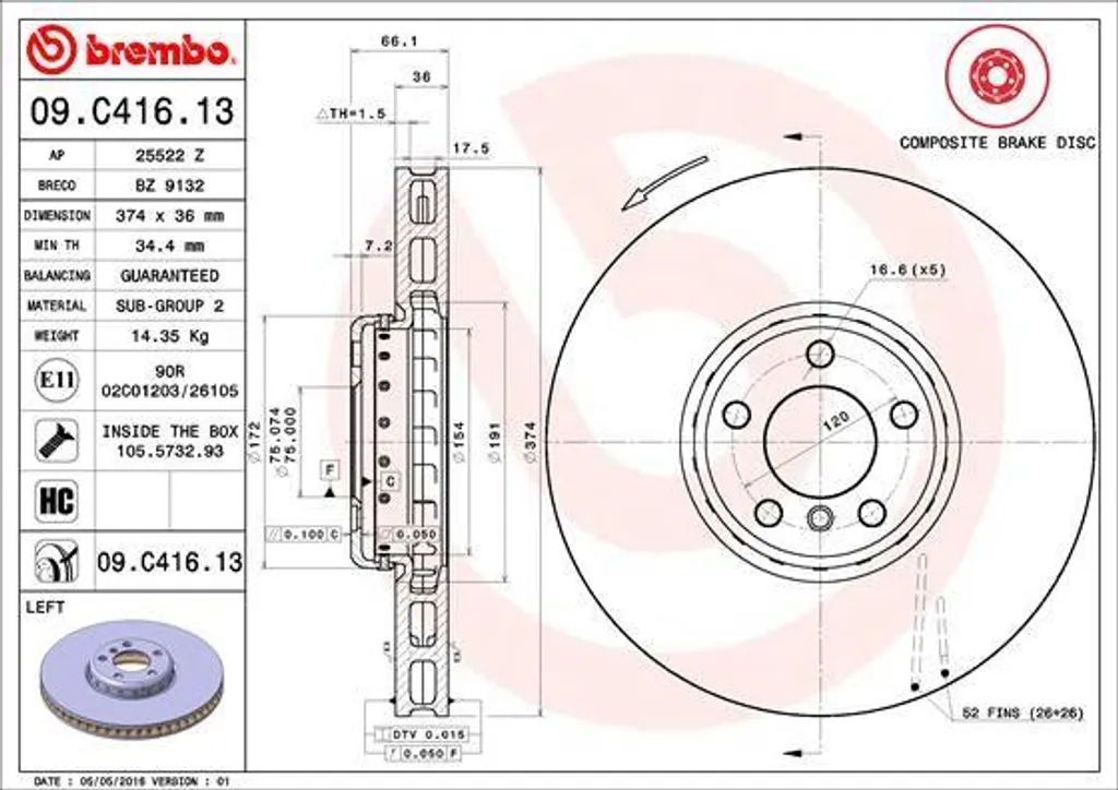 Éliminez les vibrations au freinage avec le disque Brembo 09.C416.13