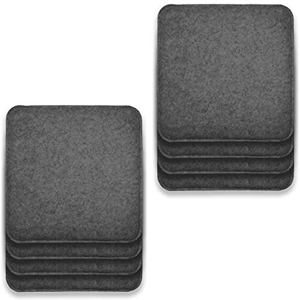 RUBBERNECK Auflagekissen Rutschfeste Filz Sitzkissen eckig, 8er Set Stuhlkissen mit Antirutsch-Noppen, waschbar bei 30°, anthrazit