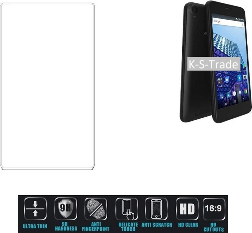 K-S-Trade Displayschutzglas kompatibel mit Archos Access 50 4G Hartglas Schutzfolie Glasfolie 16:9 Format, bedeckt keine Seitenbereiche