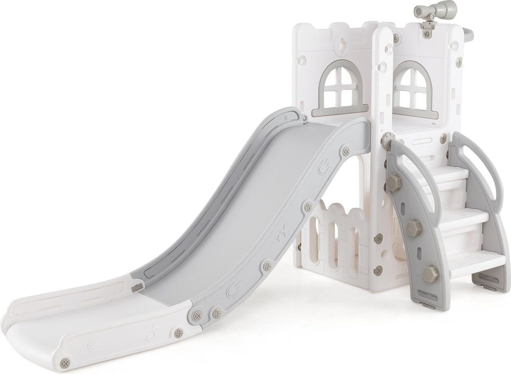 Scivolo per bambini 6 in 1 con scivolo a forma di nave pirata, altalena, piscina di palline