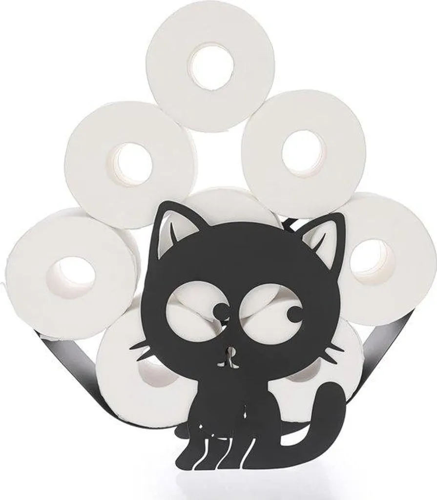 Porte-papier toilette chat design en métal, support de stockage WC