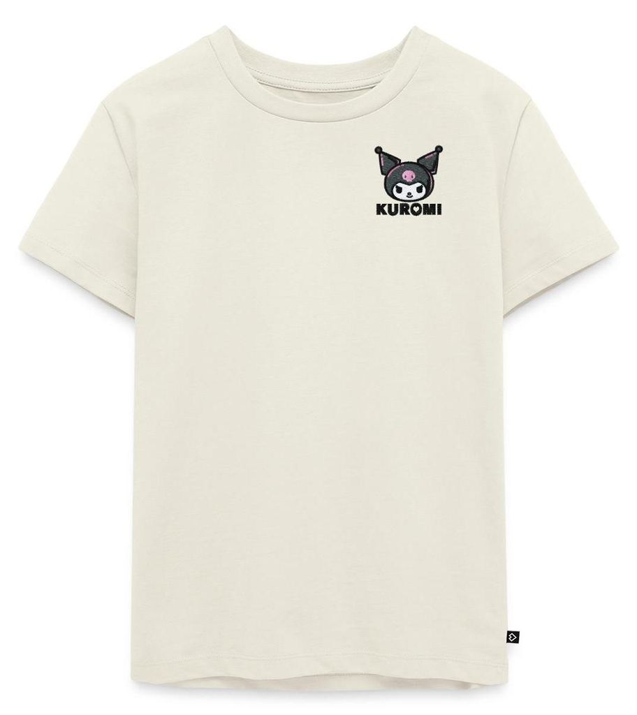 Spreadshirt Kuromi Stick Portrait Kinder Premium T-Shirt, 134/140 (8 Jahre), Naturweiß