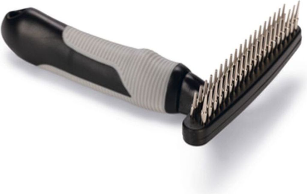 Beeztees Striegel Rotierende Doppelzinken - Hundepflege - Schwarz/Grau - 16,5x10,5x3 cm