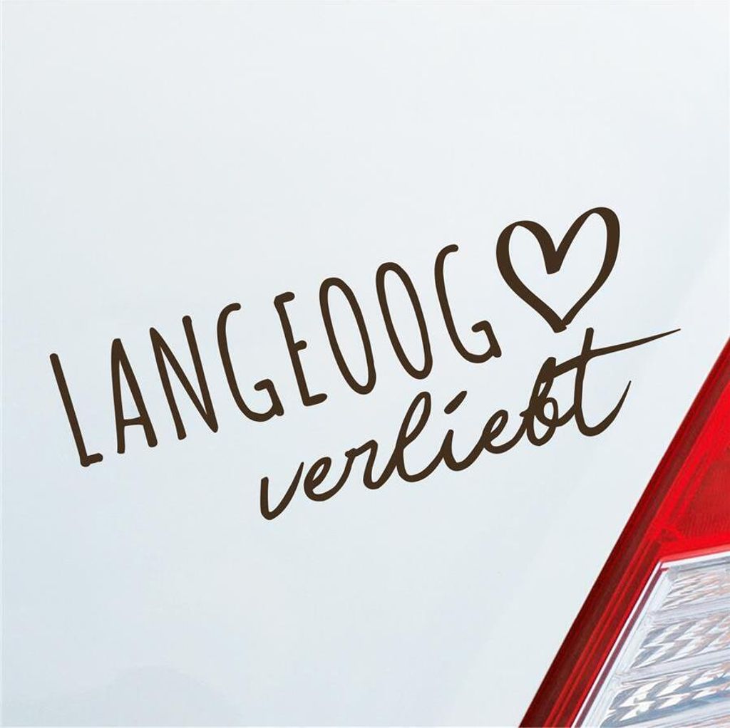 Auto Aufkleber Langeoog verliebt Herz Insel Nordsee Liebe Car 19x7 cm Braun Sticker Heckscheibenaufkleber