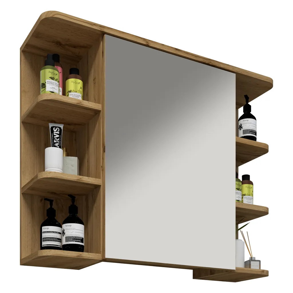 Armoire de Toilette VCM Nilosi 80cm avec Miroir et Étagères Intérieures