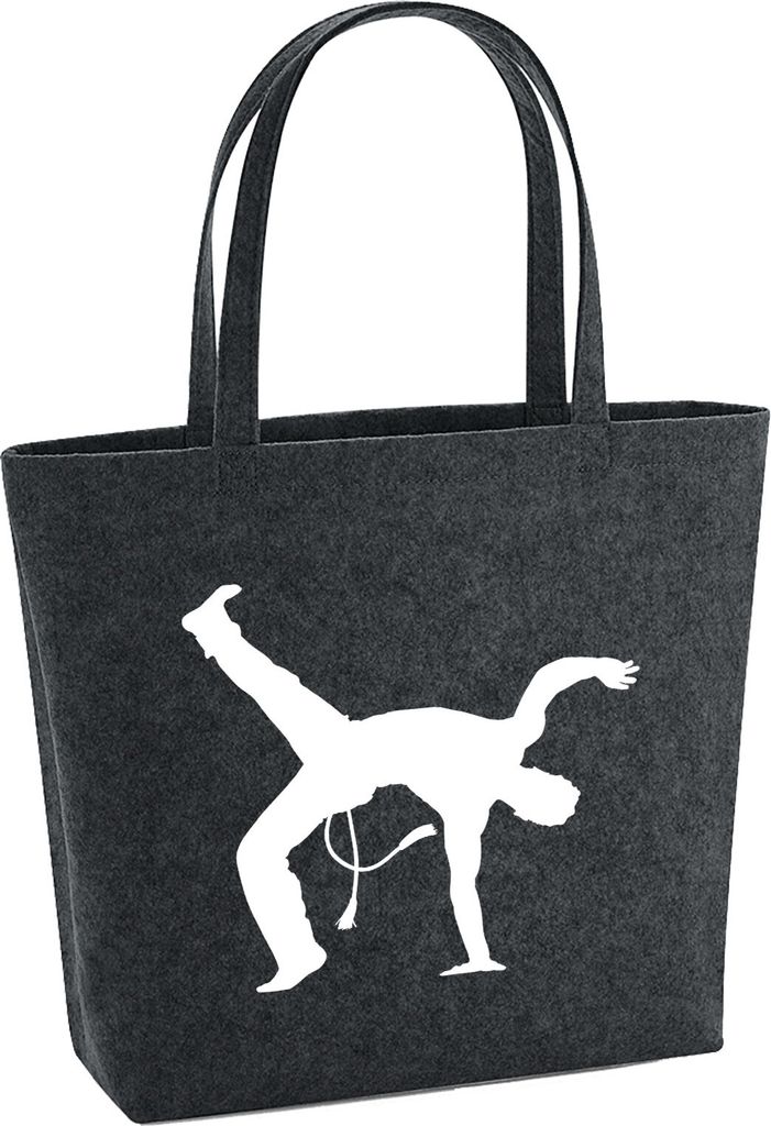 Huuraa Filzshopper Capoeira Silhouette 22 Liter Charcoal Melange Filztasche Geschenkidee