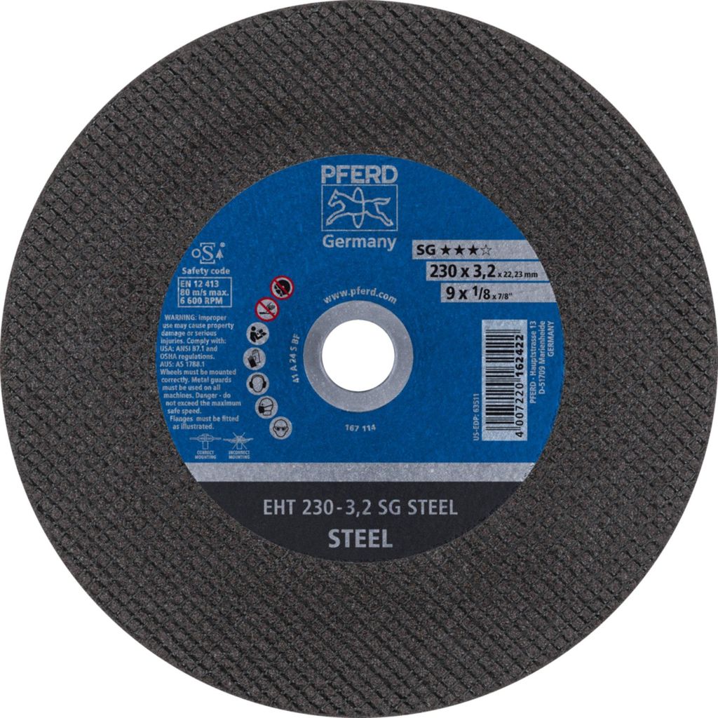 PFERD 61328222, 23 cm, 2,22 cm, 3,2 mm, 6600 RPM, 25 Stück(e)