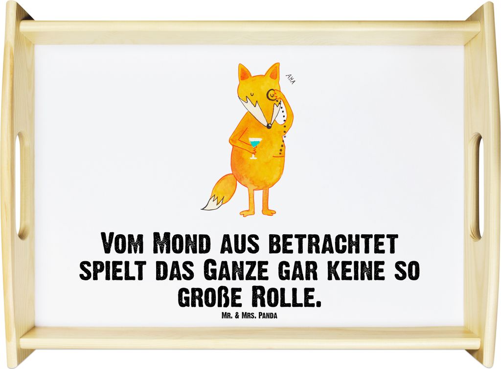 Mr. & Mrs. Panda Sofa Tablett Fuchs Lord - Weiß - Geschenk, Mond, Füchse, Serviertablett, Servier, Neugierig, Dekotablett, Cocktail, Spruch Lusti...