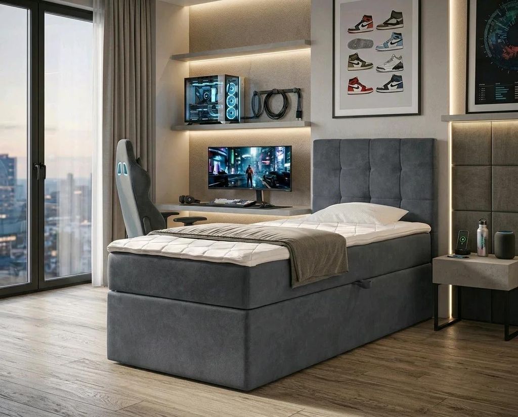 NORDELO Boxspringbett INCANTO 120x200 cm AMOR Velvet Grau Produktbild 