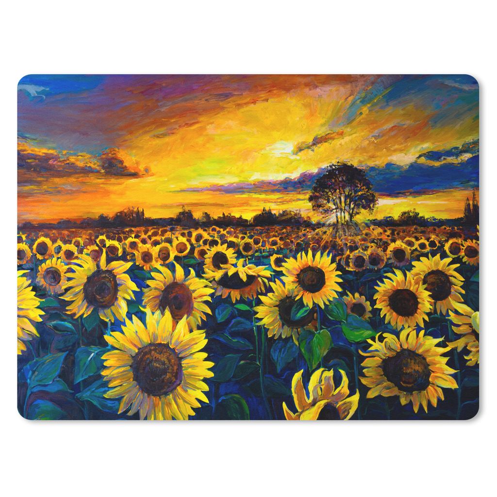 MuchoWow® Mauspad Mousepad Gemälde - Ölfarbe - Blumen - Produktbild 