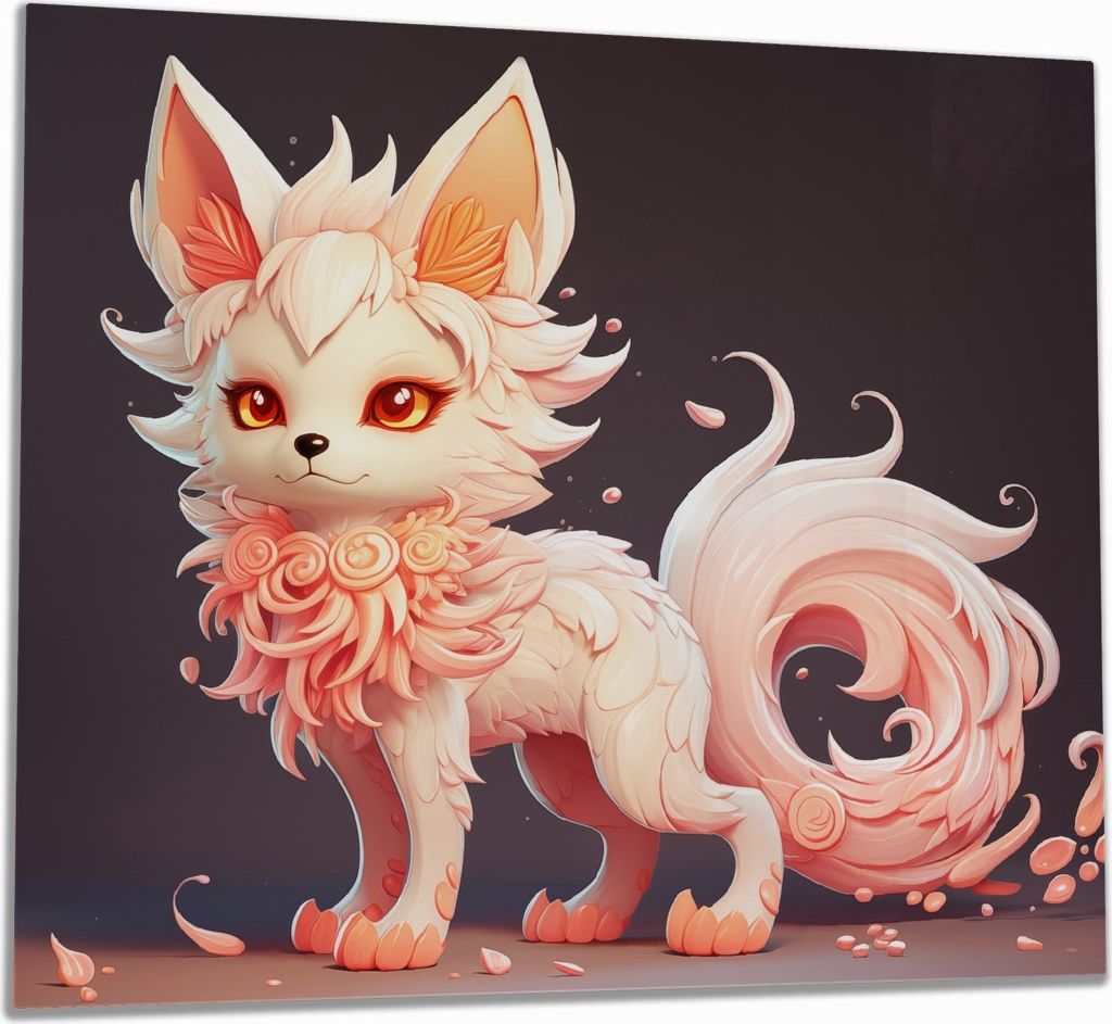 Wallario Herdabdeckplatte aus Glas, Größe 60 x 52 cm 1-teilig, Motiv Rosafarbiger Kitsune