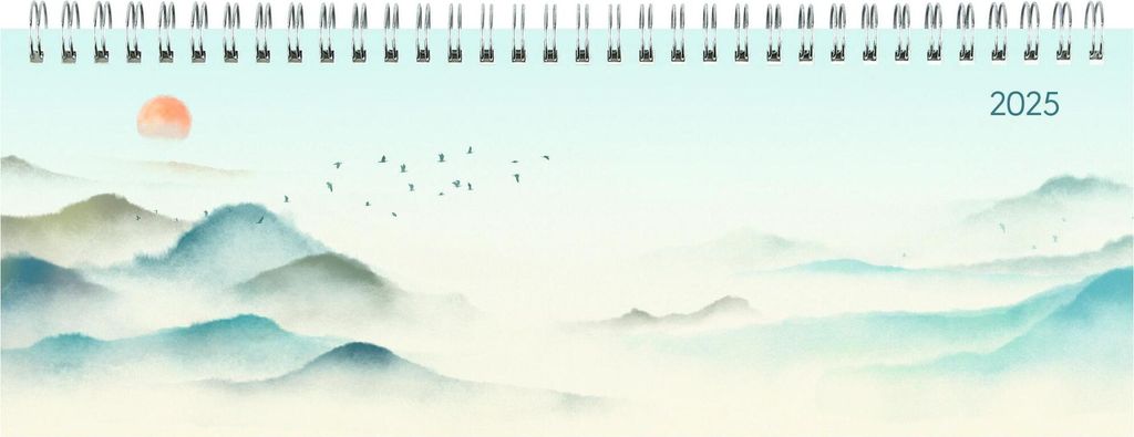 Tisch-Querkalender Style Terrazzo 2025 - Büro-Planer 29,7x10,5 cm - Tisch-Kalender - 1 Woche 2 Seiten - Ringbindung - Zettler