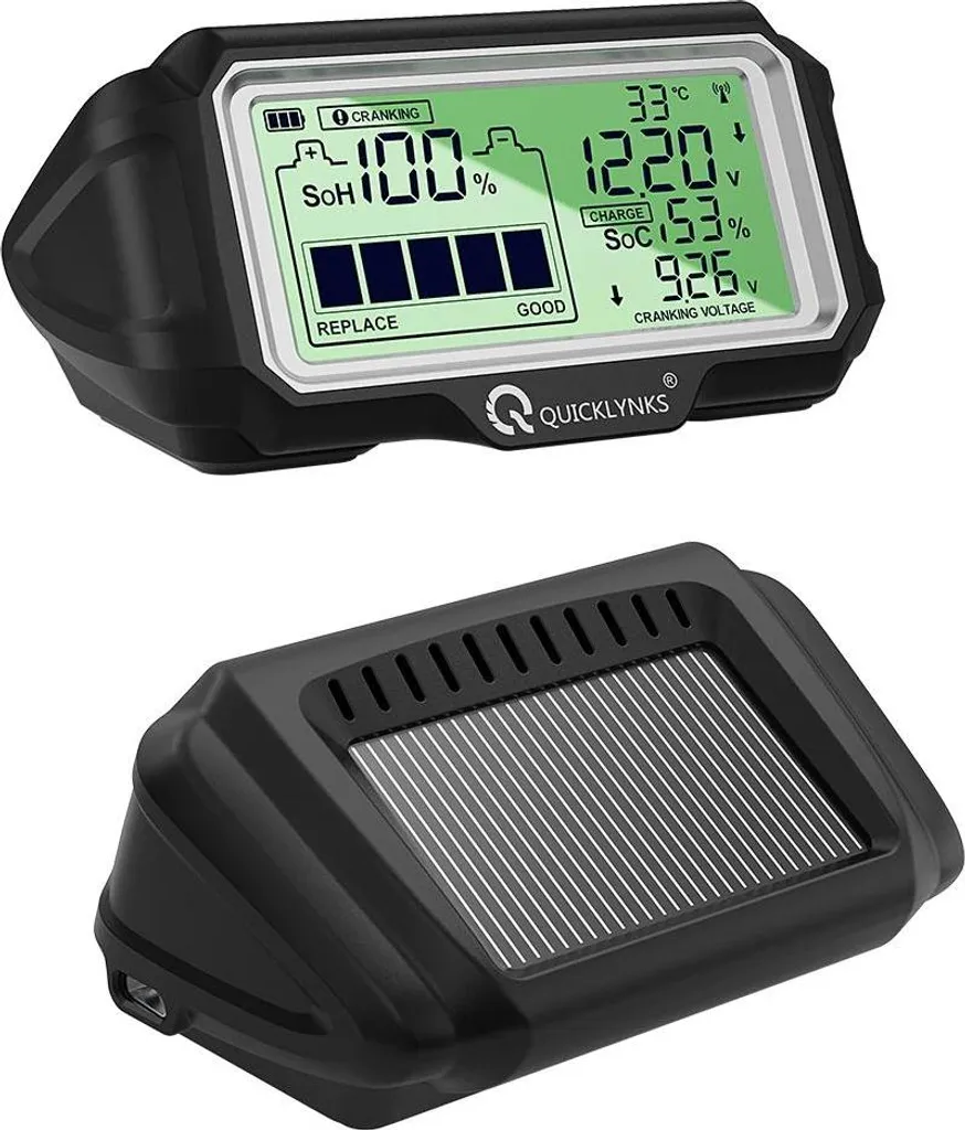 Monitor tester per batterie, display LCD monocromatico, ingresso per ricarica solare, compatibilità 12V, BM5-D