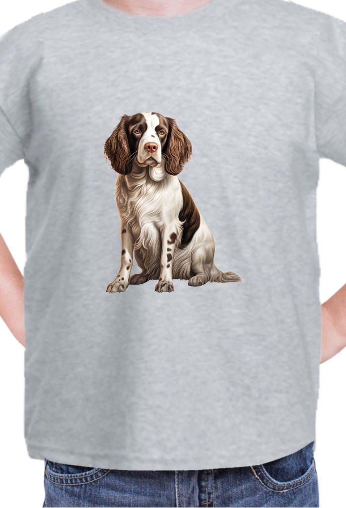Kinder T-Shirt Dogs Breeds English Springer Spaniel Dog Breed 006, 9-11 Jahr - 140 / Grau