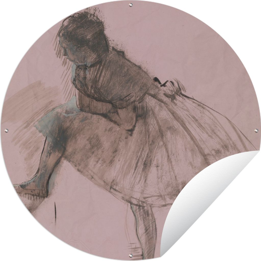 MuchoWow Gartenposter Outdoor-Poster Rund Studie einer Balletttänzerin - Gemälde von Edgar Degas Ø 120 cm Gartendeko Rundes Poster draußen