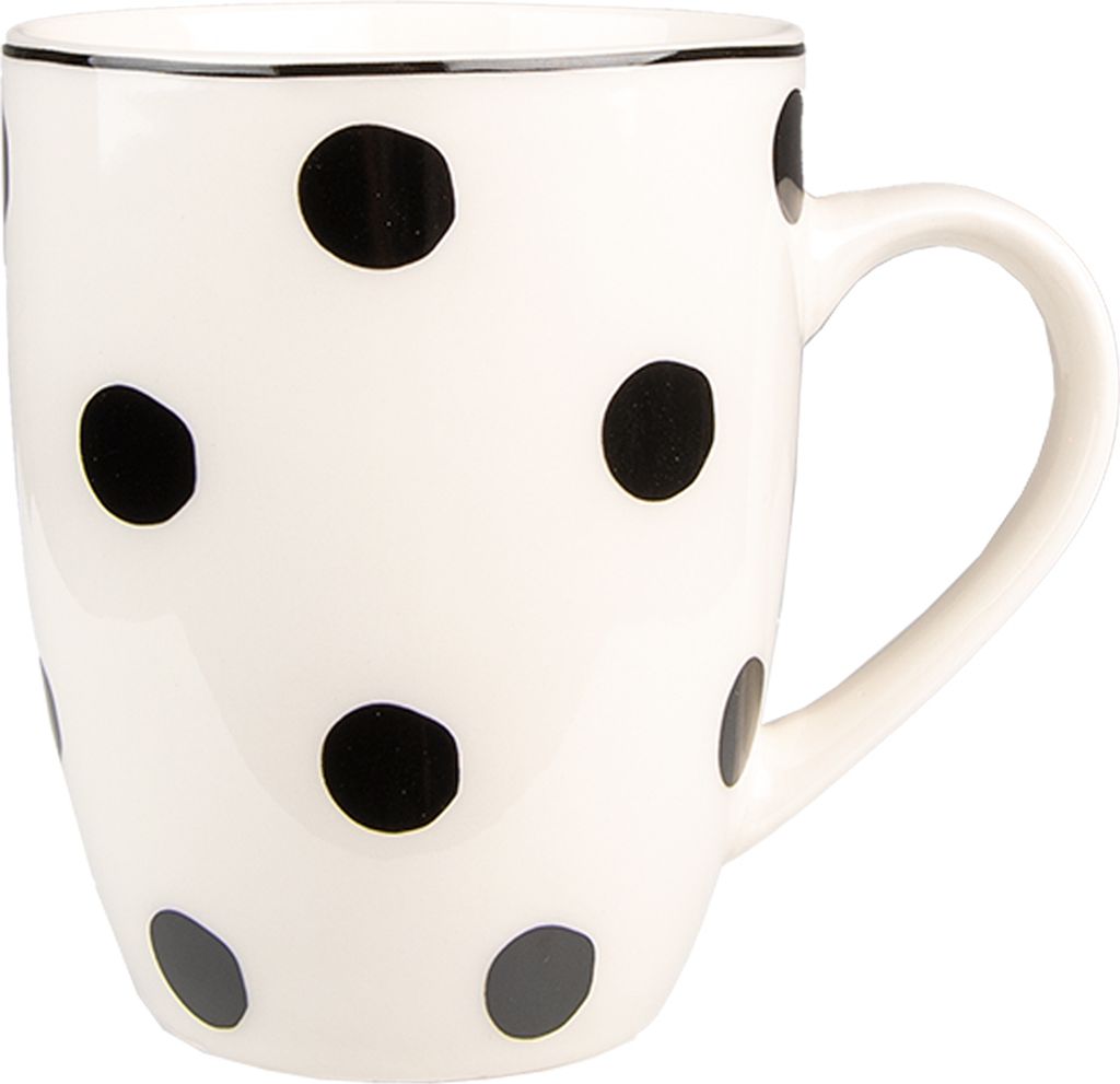 Clayre & Eef Tasse 350 ml Weiß Schwarz Porzellan Punkte