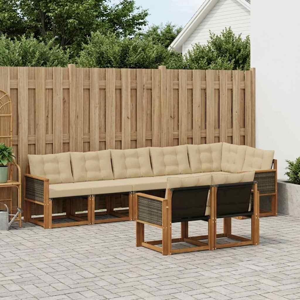 Möbel Outdoor-Sofagarnitur mit Kissen 8 pcs Natur und BeigeGartensofas - Gartensofas c621