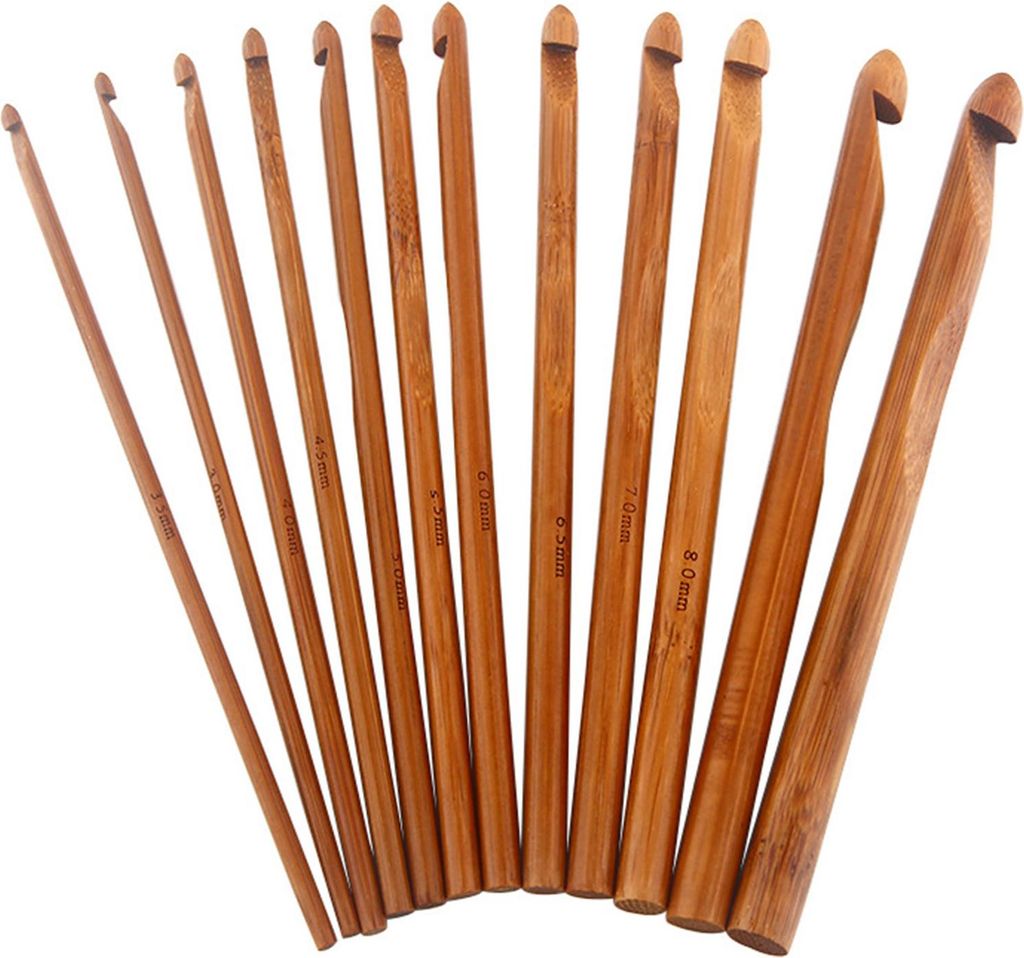 12-teiliges Set Bambus-Stricknadeln in verschiedenen Größen, glattere Kanten, runde Bambus-Häkelnadeln für DIY-Pullover