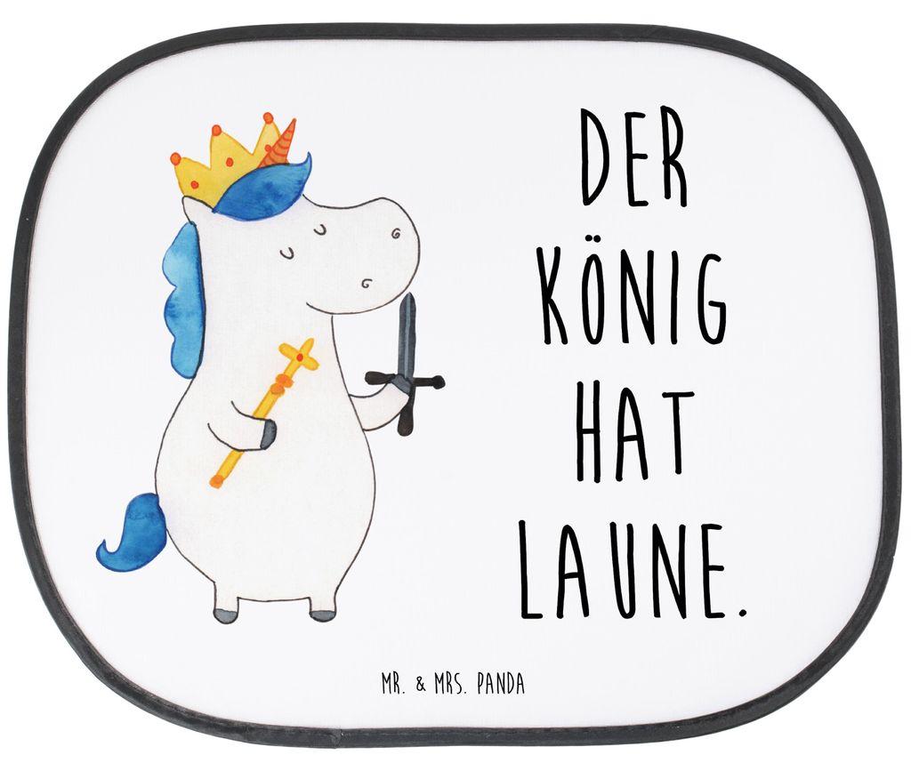 Mr. & Mrs. Panda Sonnenschutz Auto Einhorn König mit Schwert - Weiß - Geschenk, Sonnenblende, Einhörner, autofenster, Autoscheibe, Unicorn, Mitt...