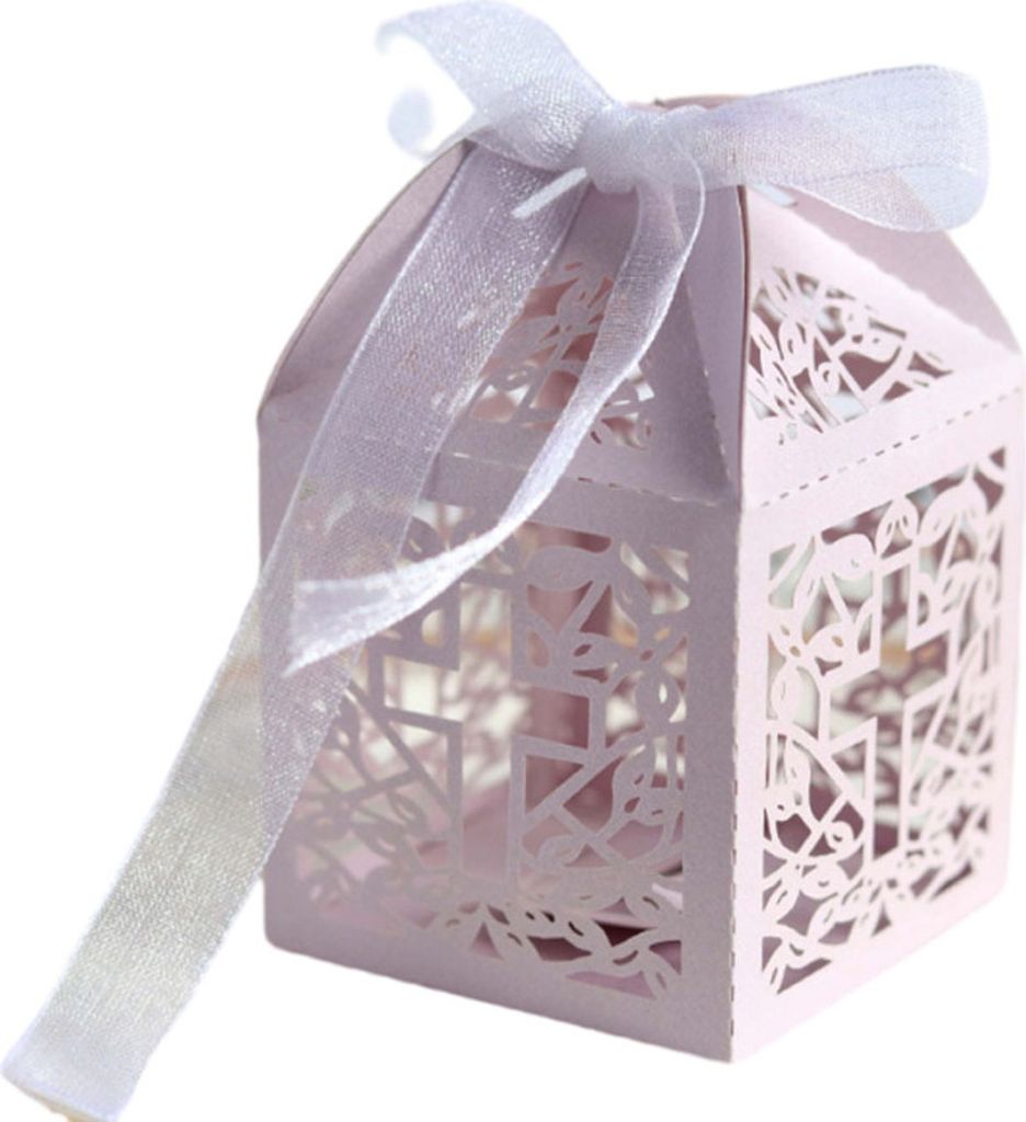 50 Packungen Kreuz Gunst Boxen, Taufe Gunst Boxen Und B?nder, Laser Cut Design Fš¹r Geburtstagsfeiern, Baby Shower, Bridal Showers