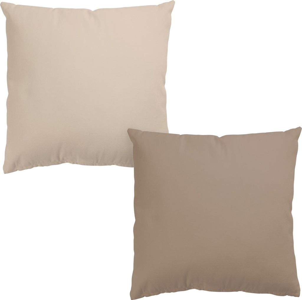 Dekokissen 2-teilig Muster drinnen / Indoor Zierkissen Canvas waschbar Design beige Unifarben Sofakissen mit Füllung