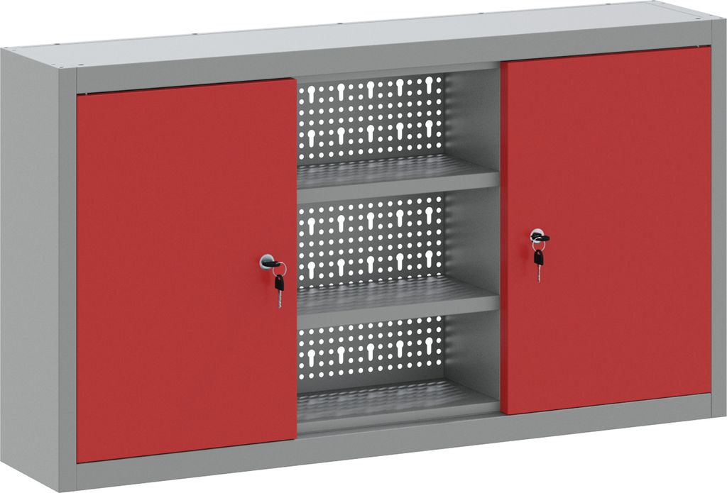 "2025"cloris Werkzeugschrank mit Stecktafel Wandmontage Rot 100x20x55 cm - Anrichte Kommoden CHY91659