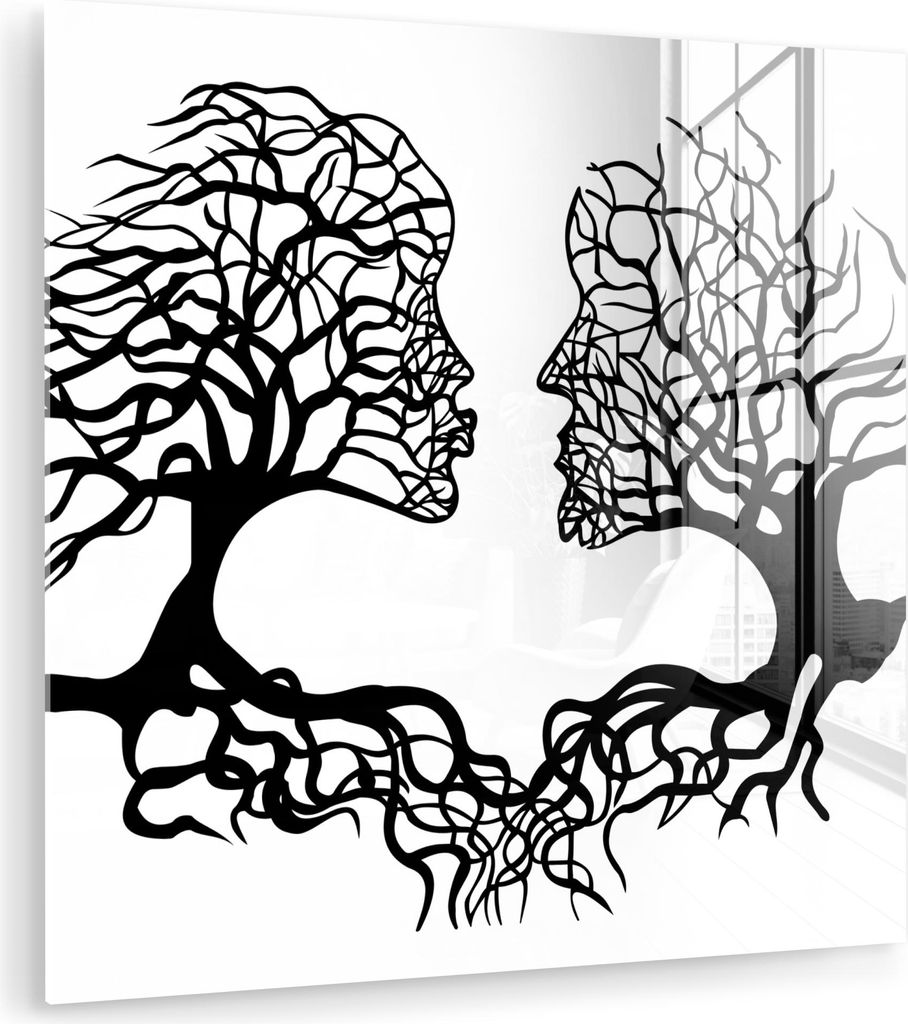 MuchoWow Glasbilder - Bilder auf Wandbild - Foto auf Glas Bäume - Gesicht - Kunst - Abstrakt 30x30 cm Wanddekoration aus Glas - Acrylglasbild - Ac...