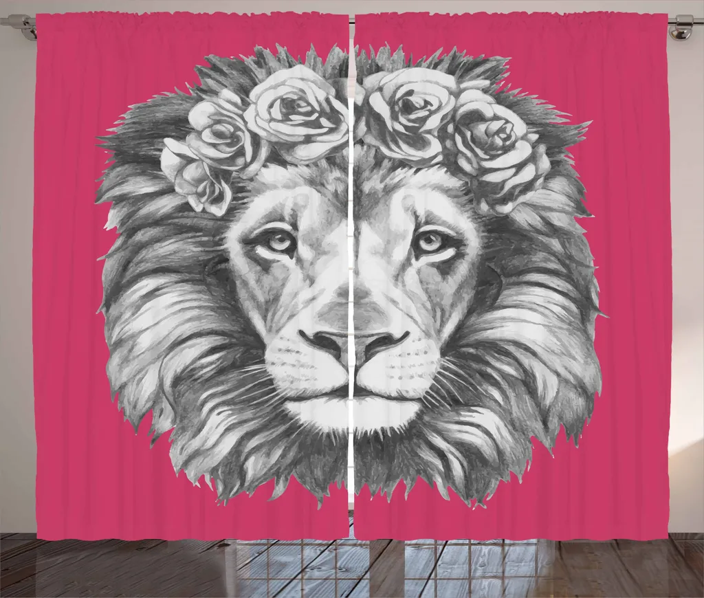 Tenda Lavabile ABAKUHAUS Leone Fiori 280x245 cm - Pratica e Bella