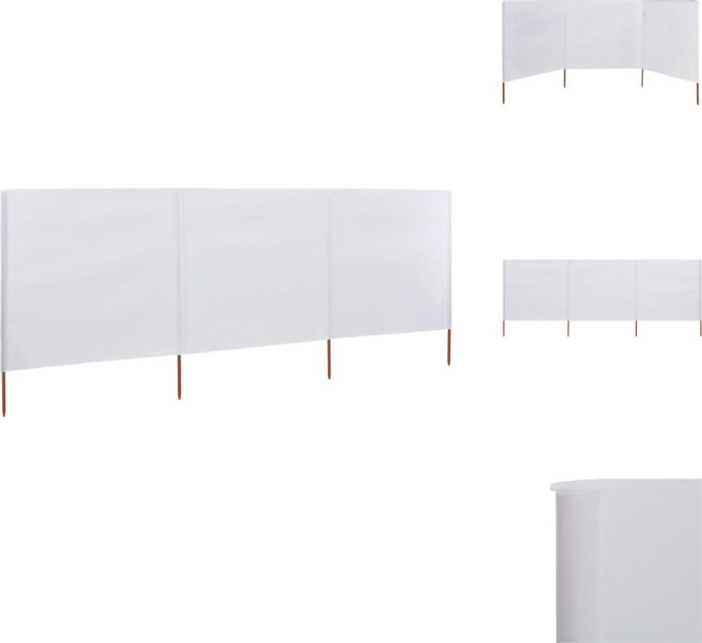 vidaXL 3-teiliges Windschutzgewebe 400 x 120 cm Weiß - Sonnenschirme & Sonnenschutze