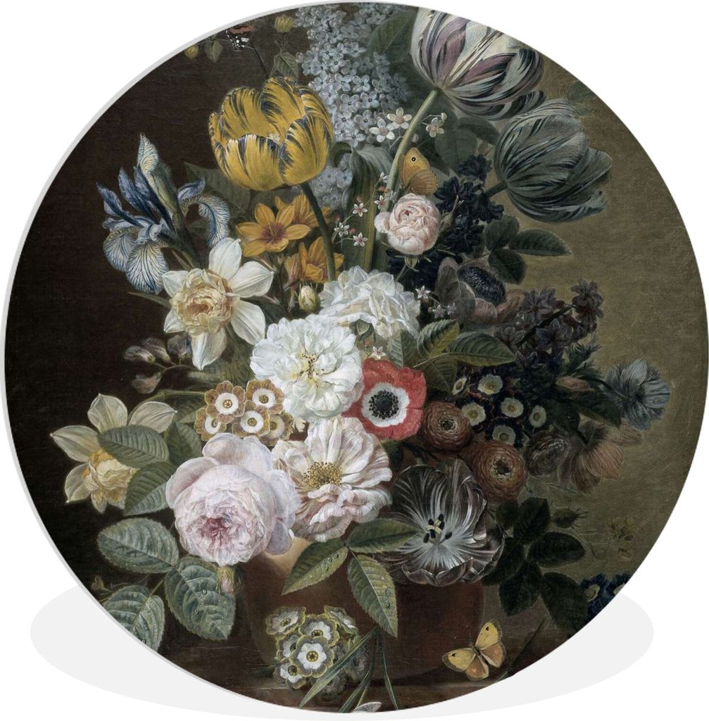 MuchoWow Rundes Wandbild - Runde Bilder Stilleben mit Blumen - Gemälde von Eelke Jelles Eelkema Ø 90 cm Kreis Wanddekoration Kunststoff - Wandk...