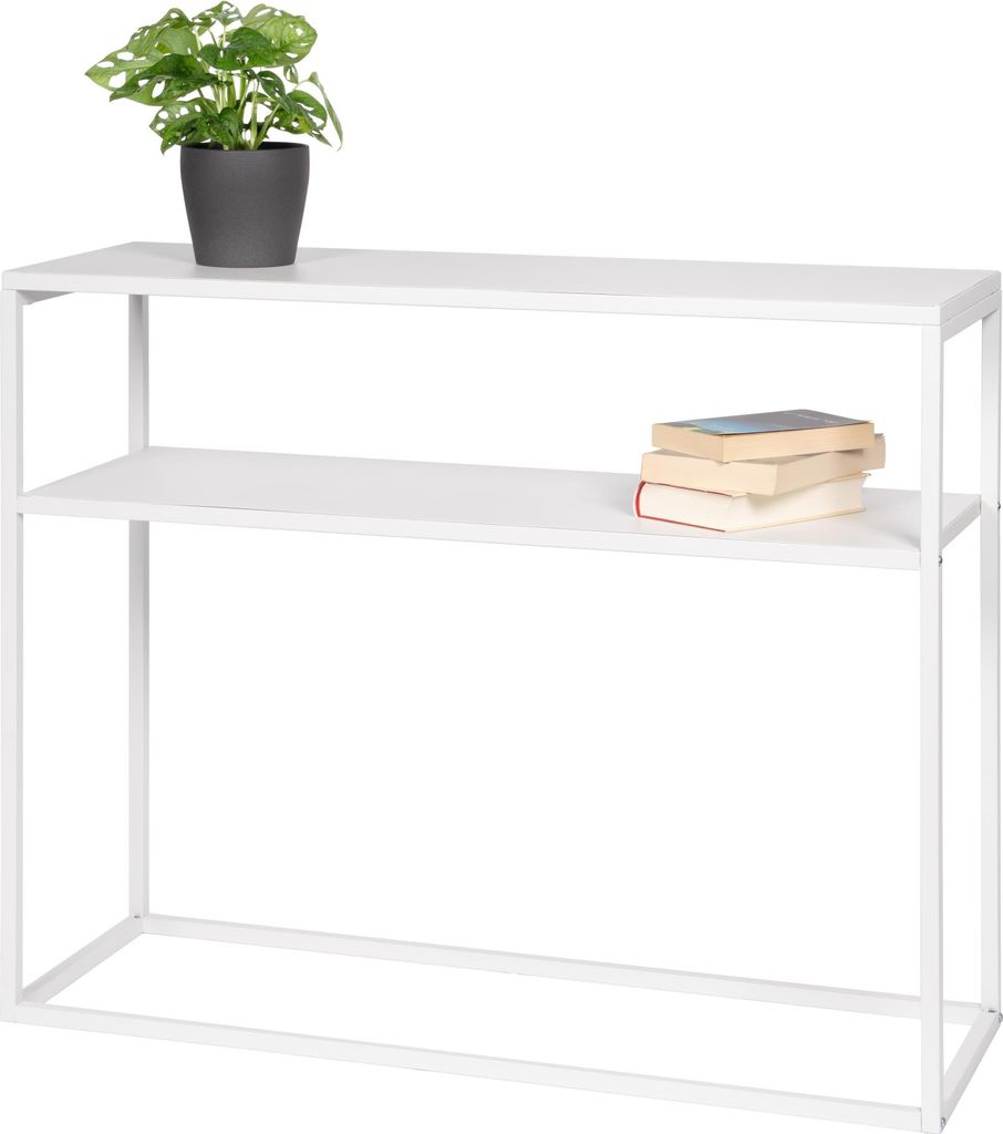 bremermann Konsolentisch mit Ablage, Standregal, Blumenhocker Metall, weiß