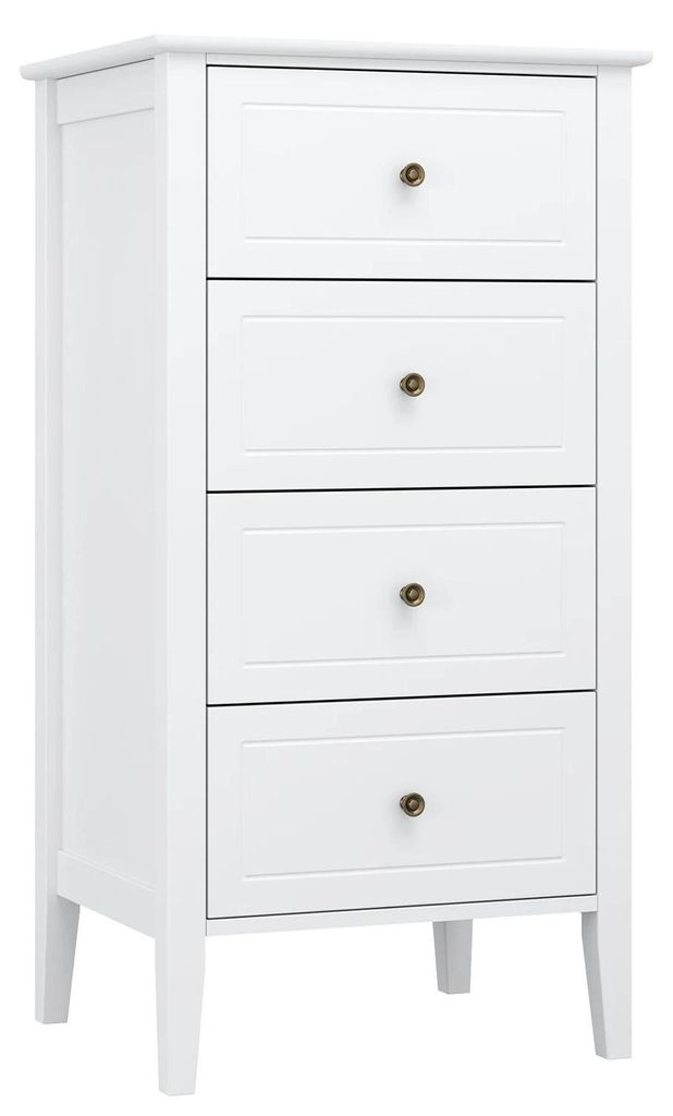 Kommode - Schlafzimmer Kommode mit 4 Schubladen - Holz - Modernes Design - 50x40x95 cm - Weiß